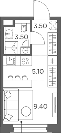 Планировка — Белый Град, Студия, 22 м²