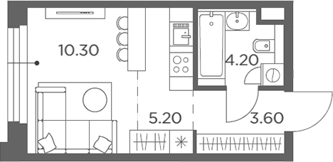 Планировка — Белый Град, Студия, 23 м²