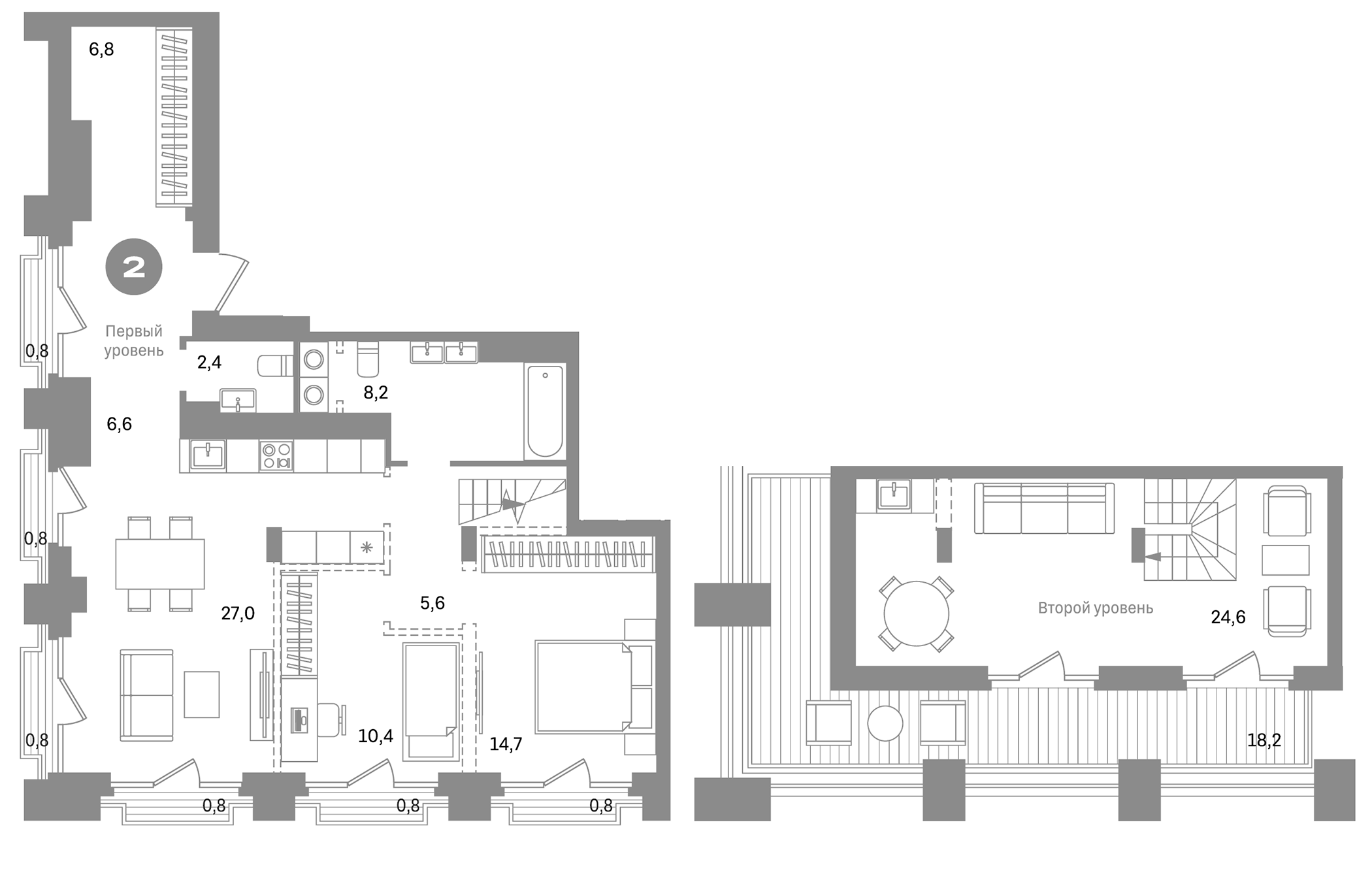 Планировка — Метроном, 2-комн., 106 м²