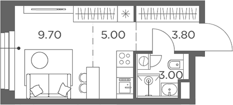 Планировка — Белый Град, Студия, 22 м²