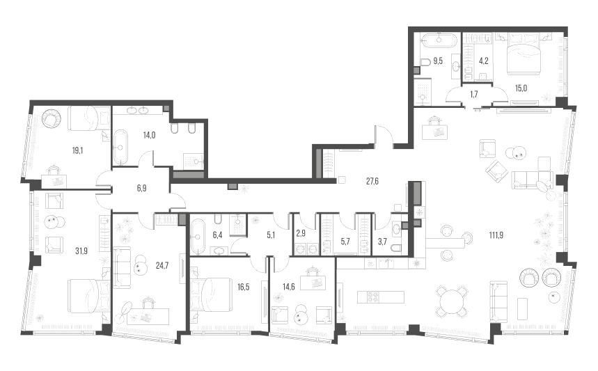 Планировка — Хай Лайф, 6-комн., 321 м²