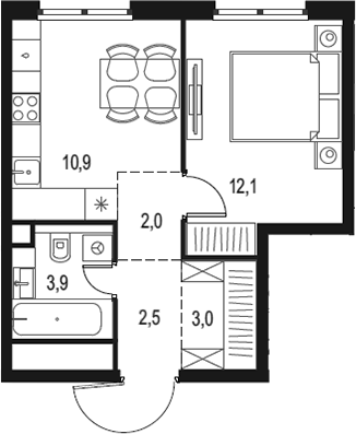 Планировка — Левел Нижегородская, 1-комн., 34 м²