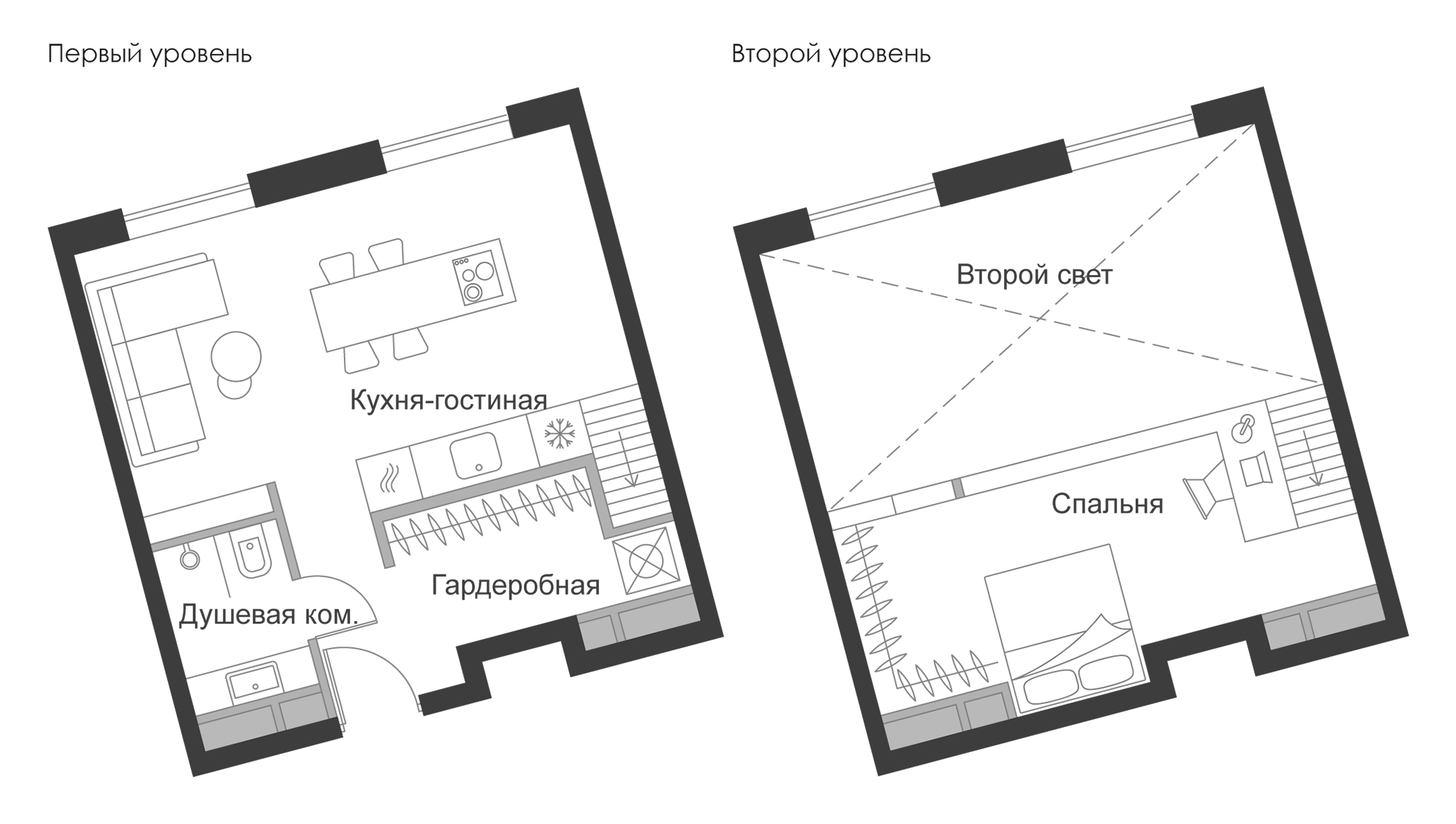 Планировка — Дом Чкалов, 1-комн., 35 м²