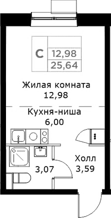 Планировка — КИТ, Студия, 26 м²