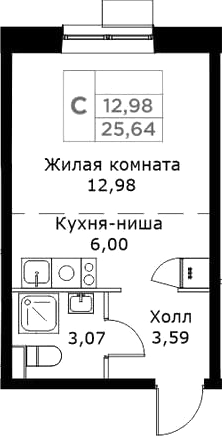 Планировка — КИТ, Студия, 26 м²