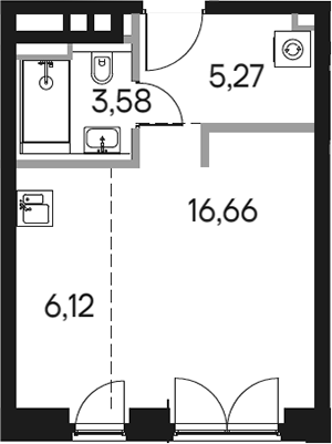 Планировка — Селигер Сити, Студия, 32 м²