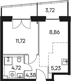 Планировка — Селигер Сити, 2-комн., 36 м²