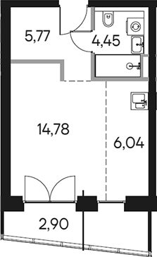 Планировка — Селигер Сити, Студия, 31 м²