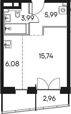 Планировка — Селигер Сити, Студия, 32 м²