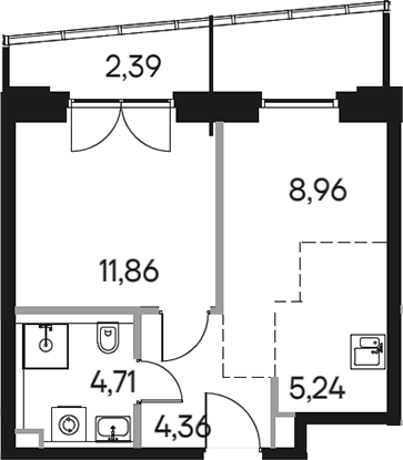 Планировка — Селигер Сити, 2-комн., 35 м²