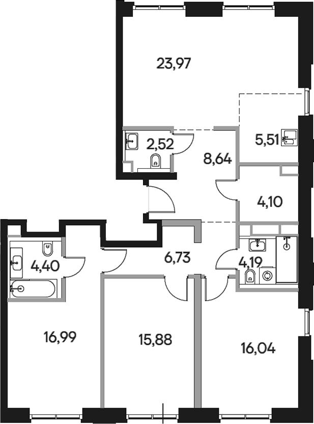 Планировка — Селигер Сити, 4-комн., 109 м²