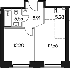 Планировка — Селигер Сити, 2-комн., 40 м²