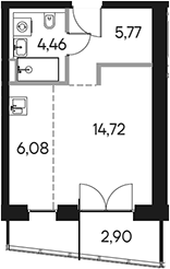 Планировка — Селигер Сити, Студия, 31 м²