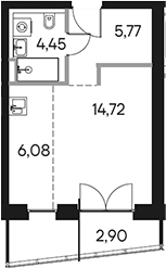 Планировка — Селигер Сити, Студия, 32 м²
