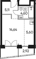 Планировка — Селигер Сити, Студия, 30 м²