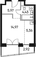 Планировка — Селигер Сити, Студия, 31 м²