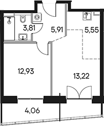 Планировка — Селигер Сити, 2-комн., 41 м²