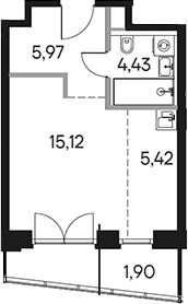 Планировка — Селигер Сити, Студия, 31 м²