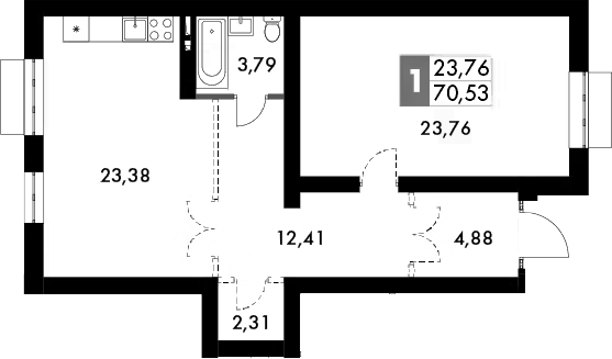 Планировка — Жаворонки Клаб, 2-комн., 73 м²