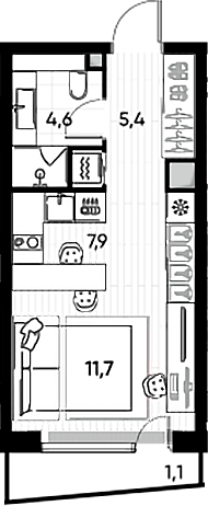 Планировка — ПРАЙД, Студия, 29 м²