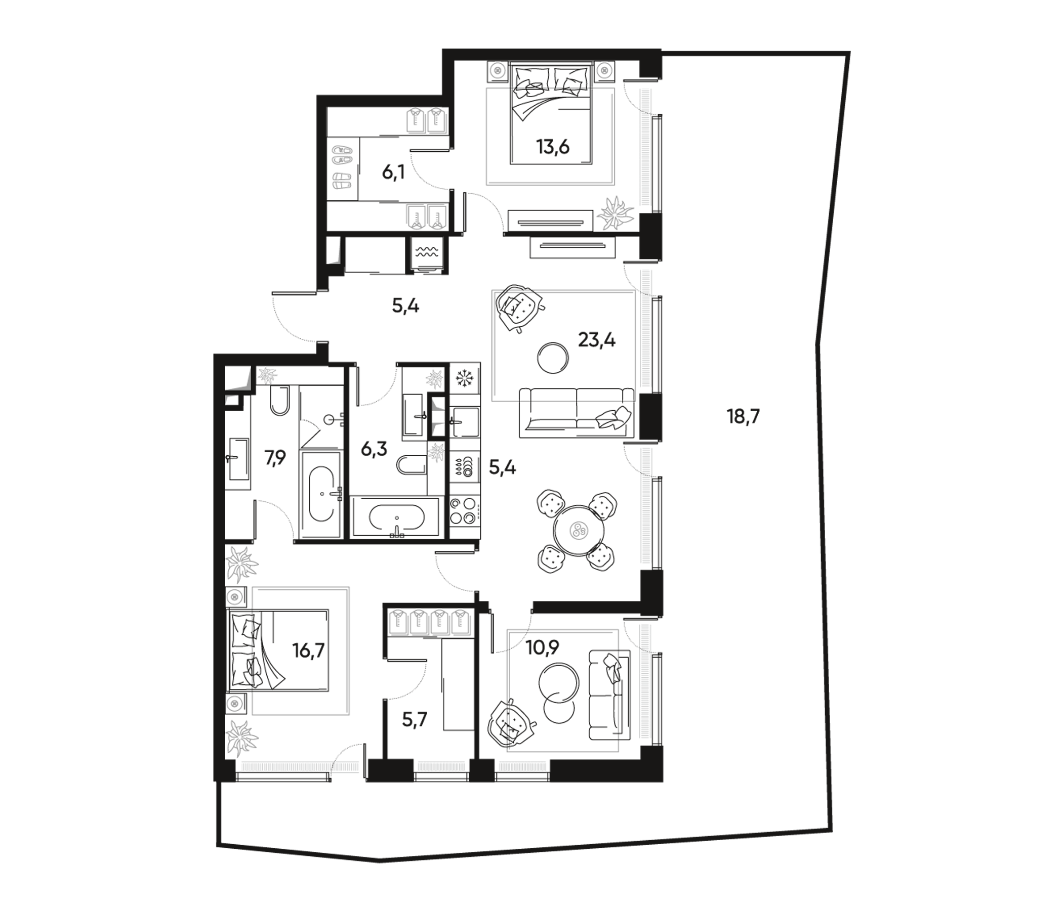 Планировка — ПРАЙД, 4-комн., 97 м²