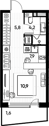 Планировка — ПРАЙД, Студия, 29 м²