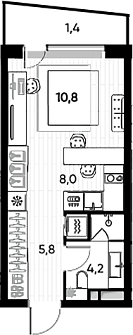 Планировка — ПРАЙД, Студия, 29 м²