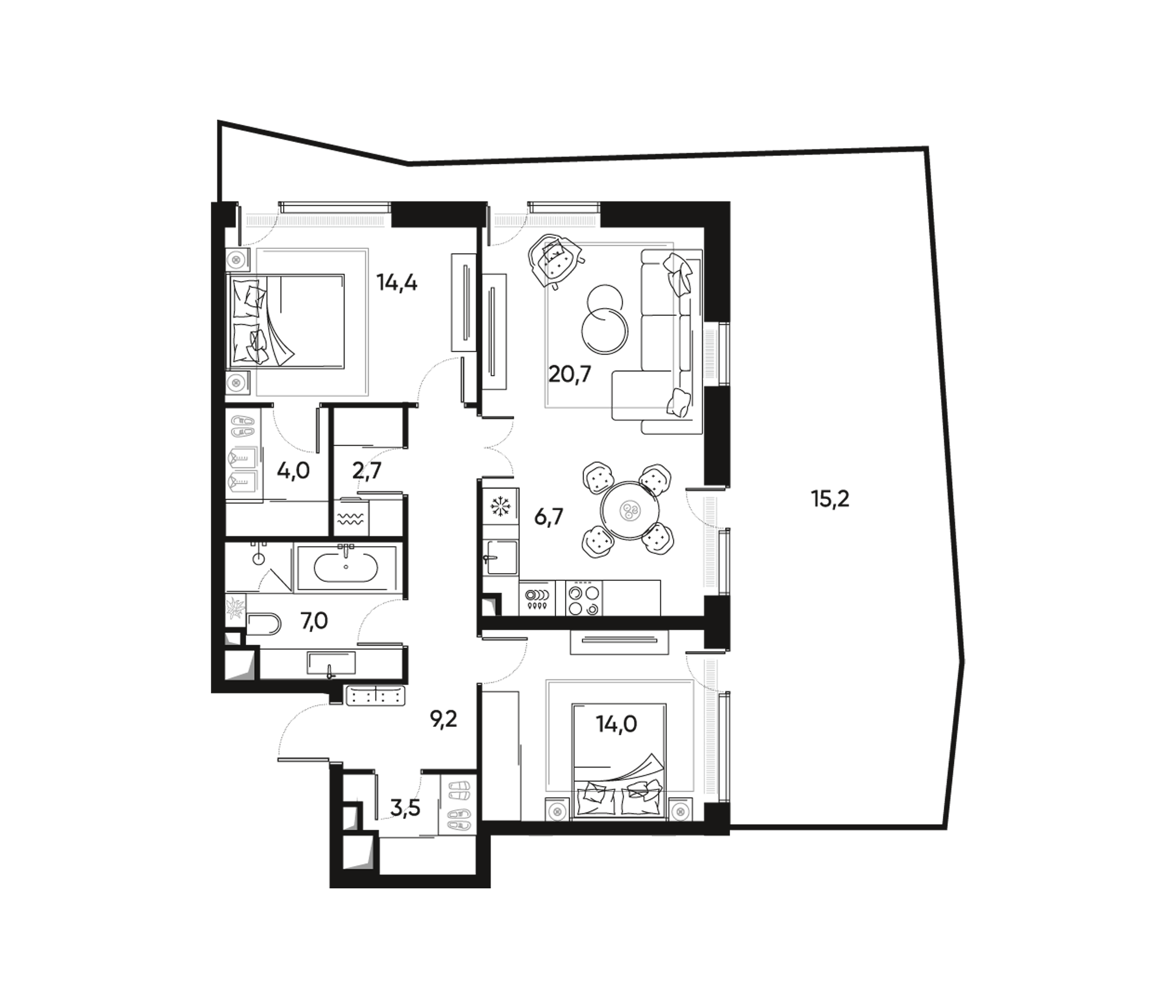 Планировка — ПРАЙД, 3-комн., 78 м²