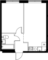 Планировка — Новый Зеленоград, 1-комн., 38 м²