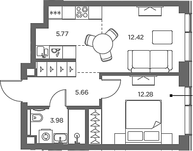 Планировка — TATE, 2-комн., 40 м²