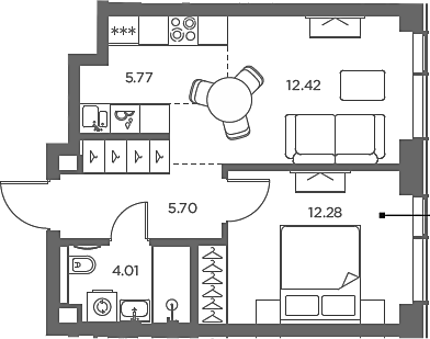 Планировка — TATE, 2-комн., 40 м²