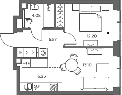 Планировка — TATE, 2-комн., 41 м²
