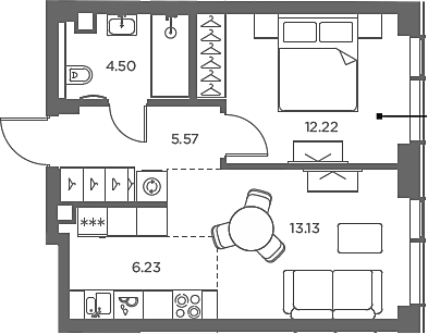 Планировка — TATE, 2-комн., 42 м²