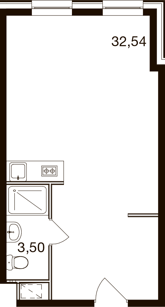 Планировка — M1 Сколково, Студия, 37 м²