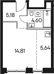 Планировка — Селигер Сити, Студия, 30 м²