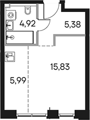 Планировка — Селигер Сити, Студия, 32 м²