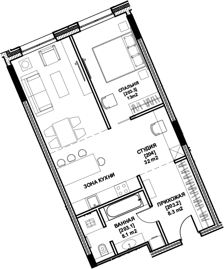 Планировка — Клубный дом Sole Hills, 2-комн., 63 м²