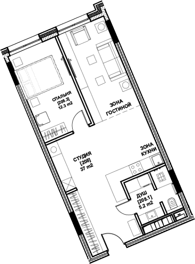 Планировка — Клубный дом Sole Hills, 2-комн., 56 м²