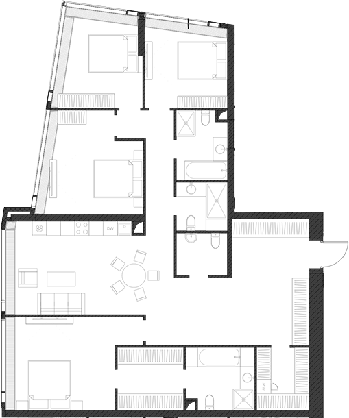 Планировка — Дом Дау, 1-комн., 159 м²