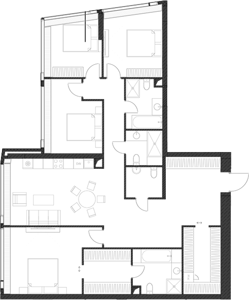 Планировка — Дом Дау, 1-комн., 159 м²