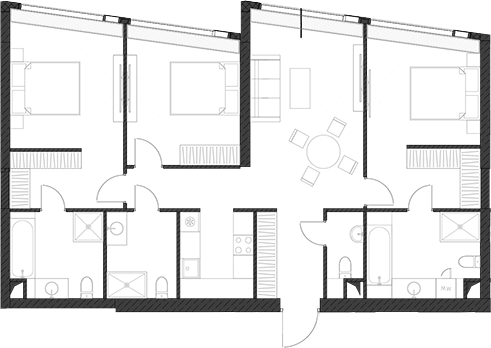 Планировка — Дом Дау, 1-комн., 111 м²