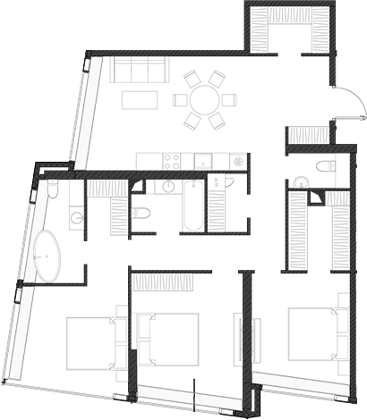 Планировка — Дом Дау, 1-комн., 117 м²