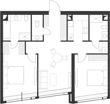 Планировка — Дом Дау, 1-комн., 84 м²