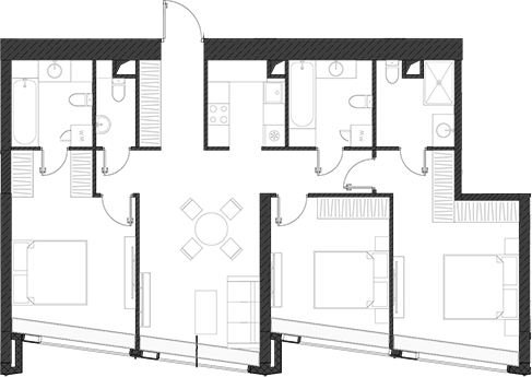 Планировка — Дом Дау, 1-комн., 102 м²