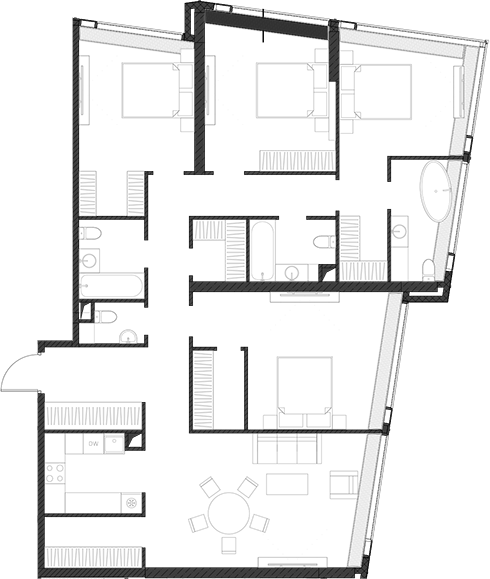 Планировка — Дом Дау, 1-комн., 151 м²