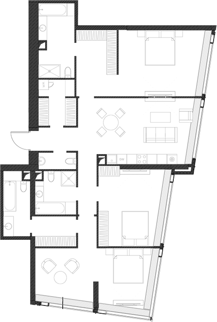 Планировка — Дом Дау, 1-комн., 140 м²