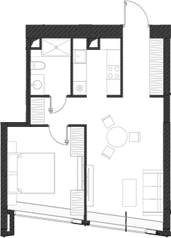 Планировка — Дом Дау, 1-комн., 51 м²