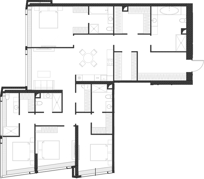 Планировка — Дом Дау, 1-комн., 189 м²