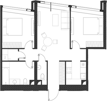 Планировка — Дом Дау, 1-комн., 74 м²