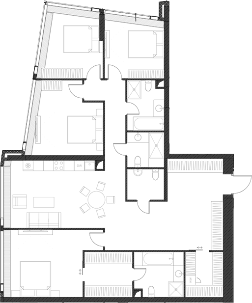 Планировка — Дом Дау, 1-комн., 159 м²